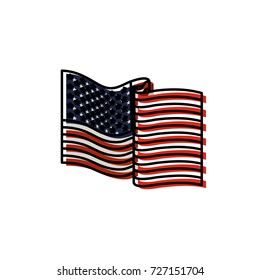 united states flag waving in watercolor silhouette vector illustration