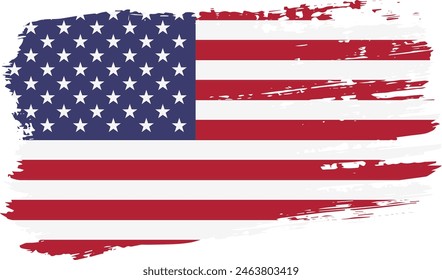 Bandera de los Estados Unidos, pincelada ancha sobre fondo transparente, Vector.