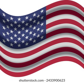 united states flag with wind icon