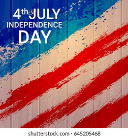 United States Flag Wooden Texture Independence Day Holiday 4 July Banner Vector Illustration