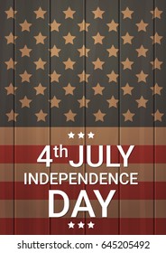 United States Flag Wooden Texture Independence Day Holiday 4 July Banner Vector Illustration