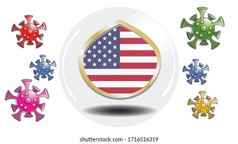 united states flags and shield with corona virus.