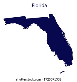 United States Florida. Dark blue silhouette of the state