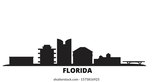 United States, Fort Lauderdale city skyline isolated vector illustration. United States, Fort Lauderdale travel black cityscape