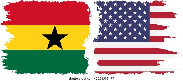 United States and Ghana grunge flags connection, vector