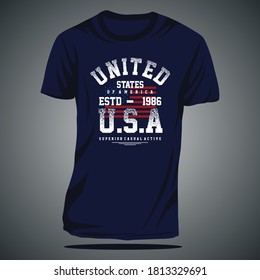 united states graphic typography design t shirt vector illustration casual sport denim vintage