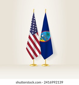 United States and Guam national flag on a light background. Vector illustration.