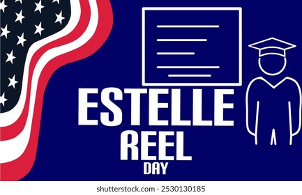 United States holiday. Estelle reel day. vector illustration with student screen