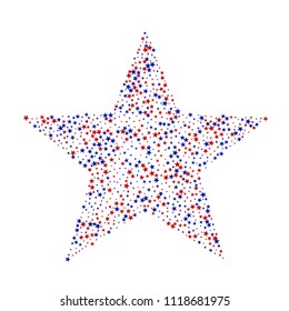 United States Holiday Stars Confetti. 4th of July Pattern Design. Liberty Patriotic Texture. Flyer, Cover Print Design Background.