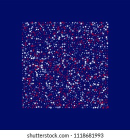 United States Holiday Stars Confetti. USA Memorial Day Pattern Design. Liberty Patriotic Texture. Flyer, Cover Stars Background.