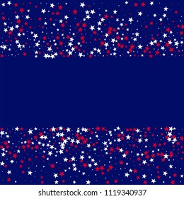 United States Holiday Stars Confetti. USA Concept Poster Pattern Design. Liberty Patriotic Texture. Business Presentation Print Design Background.