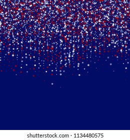 United States Holiday Stars Confetti. USA Memorial Day Pattern Design. Freedom Nation Texture. Poster, Advertising Print Design Background.