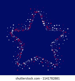 United States Holiday Stars Confetti. USA Fashion Pattern Design. United States Texture. Packaging, Ad Stars Background.