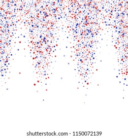 United States Holiday Stars Confetti. USA Memorial Day Pattern Design. Freedom Nation Texture. Business Presentation Stars Background.