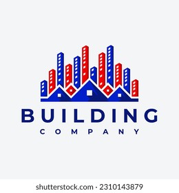 United states home building logo design template. US realty city logo branding.