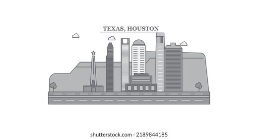 United States, Houston city skyline isolated vector illustration, icons