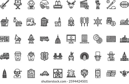 United states icons High-Quality Vector Icons Collection with Editable Stroke. Ideal for Professional and Creative Projects.