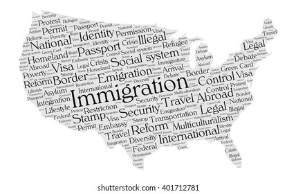 United States immigration word cloud