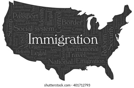 United States immigration word cloud