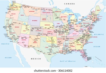 united states important railroad map