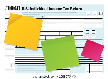 United States Income Tax Form and Notes Theme Illustration