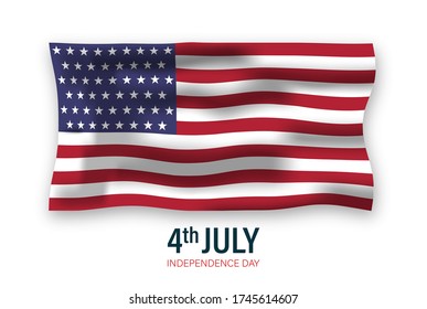 United States Independence day 4th July Waving Flag Vector Illustration