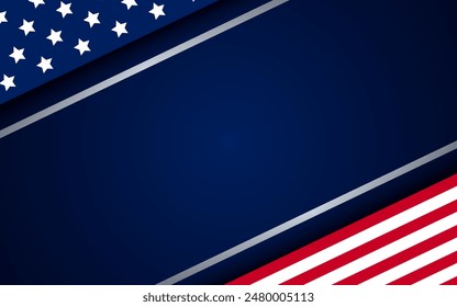 Fondo del Día de la Independencia de Estados Unidos con bandera. 4 de julio Anuncio, tarjeta de felicitación. Ilustración vectorial