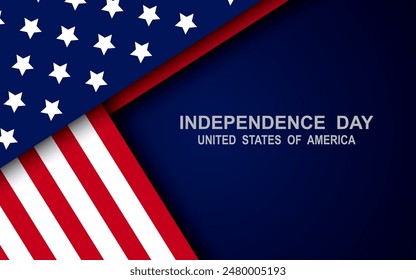 United States Independence Day background with flag. 4th of July banner, greeting card. Vector illustration