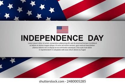 United States Independence Day background with flag. 4th of July banner, greeting card. Vector illustration