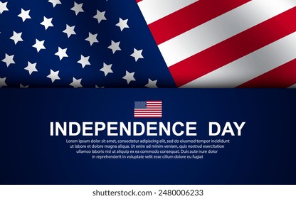 United States Independence Day background with flag. 4th of July banner, greeting card. Vector illustration