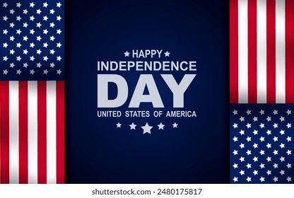 United States Independence Day background with flag. 4th of July banner, greeting card. Vector illustration