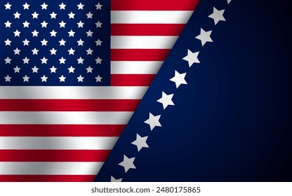 United States Independence Day background with flag. 4th of July banner, greeting card. Vector illustration