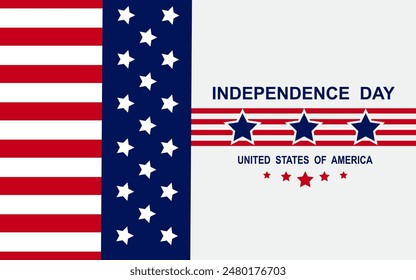 United States Independence Day background with flag. 4th of July banner, greeting card. Vector illustration
