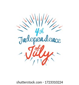 United States independence day concept, July 4th typographic design with decorative burst over white background, flat design, vector illustration