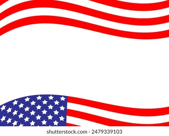 United States Independence Day flag stickers on top and bottom transparent background, PNG Vector illustration.