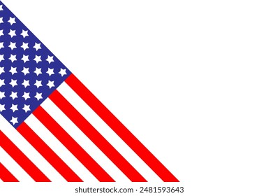 United States Independence Day flag sticker on left corner transparent background, PNG Vector illustration.