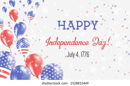 United States Independence Day Greeting Card. Flying Balloons in United States National Colors. Happy Independence Day United States Vector Illustration.