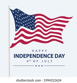 United States Independence Day greeting card with USA national flag. Vector illustration.