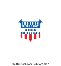 United States Independence Day greeting design vector illustration with shield shape isolated in white