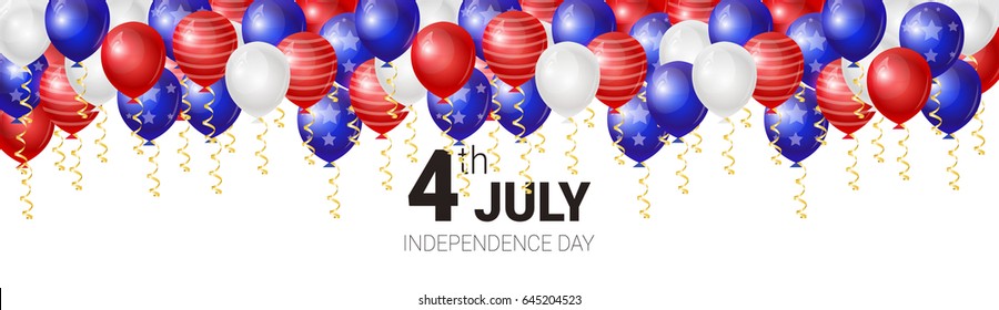 United States Independence Day Holiday 4 July Greeting Card Flat Vector Illustration