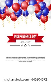 United States Independence Day Holiday 4 July Greeting Card Flat Vector Illustration