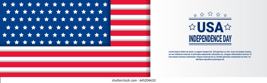 United States Independence Day Holiday 4 July Greeting Card Flat Vector Illustration