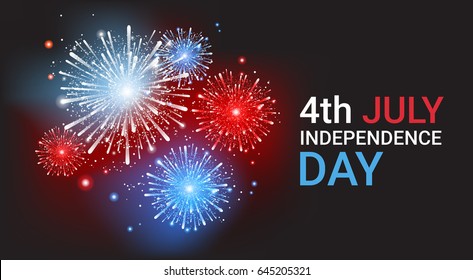 United States Independence Day Holiday 4 July Banner Greeting Card Flat Vector Illustration