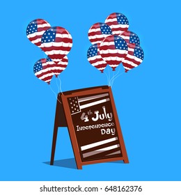 United States Independence Day Holiday, 4 July Banner Greeting Card, Flat Vector Illustration