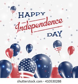 United States Independence Day Patriotic Design. Balloons in American National Colors. Happy Independence Day United States Vector Greeting Card.