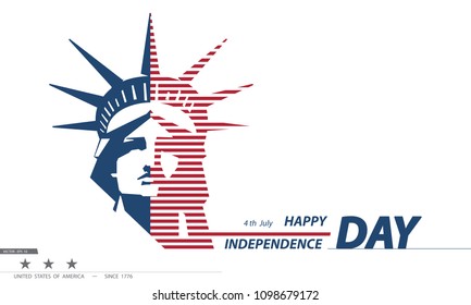 United States Independence Day Pattern of New York Sculpture. Statue of Liberty. National Symbol of America. Illustration, white background.presentation, corporate report, postcard,logo,banner,vector
