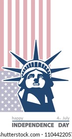 United States Independence Day Poster Day. Statue of Liberty, Flag, New York. National Symbol of America. Illustration, white background. Use presentations, corporate report, flyer, postcards, vector