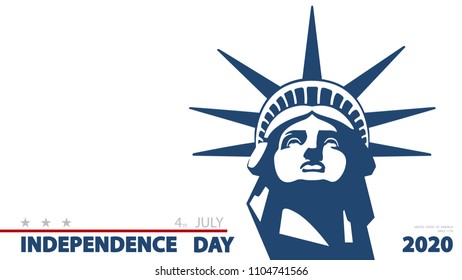 United States Independence Day Poster Day. Statue of Liberty. Portrait. New York. National Symbol of America. Illustration, white background.Use presentations, corporate report,flyer, postcards,vector