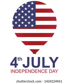 United States Independence Day poster. United States of America designed for Independence Day United States of America flag with patterned balloon and Fourth of July written poster