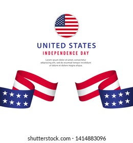 United states independence day vector template. Design for banner, advertising, greeting cards or print. Design happiness celebration.